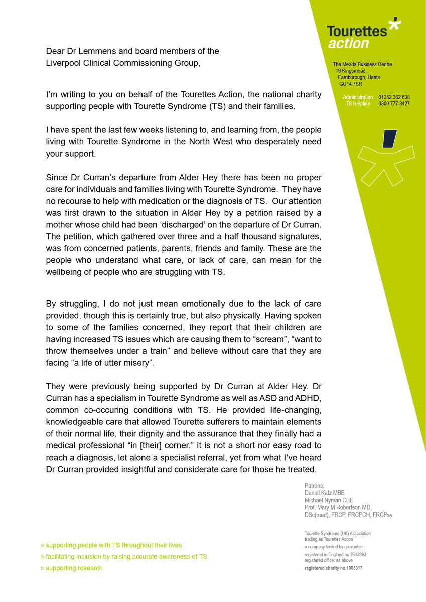 tourettesaction's tweet photo. Our Open Letter on the treatment of Tourettes in the North West. 
This will be sent to Clinical Commissioning Groups in the area in an attempt to continue the great work that has already been done by those impacted.
Sign the petition here: https://t.co/636cNxHAHi https://t.co/9x8gKrXd2R