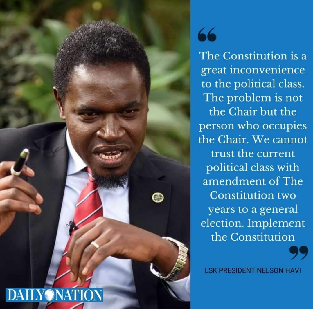 There is profound Wisdom in what <a href="/NelsonHavi/">Nelson Havi SC</a> the <a href="/lawsocietykenya/">Law Society of Kenya</a> president is saying. Call it politics or being against status quo, but the truth must be said. You disregard the little you av and still demand for more?? Start by abiding &amp; implementing to the current constitution
