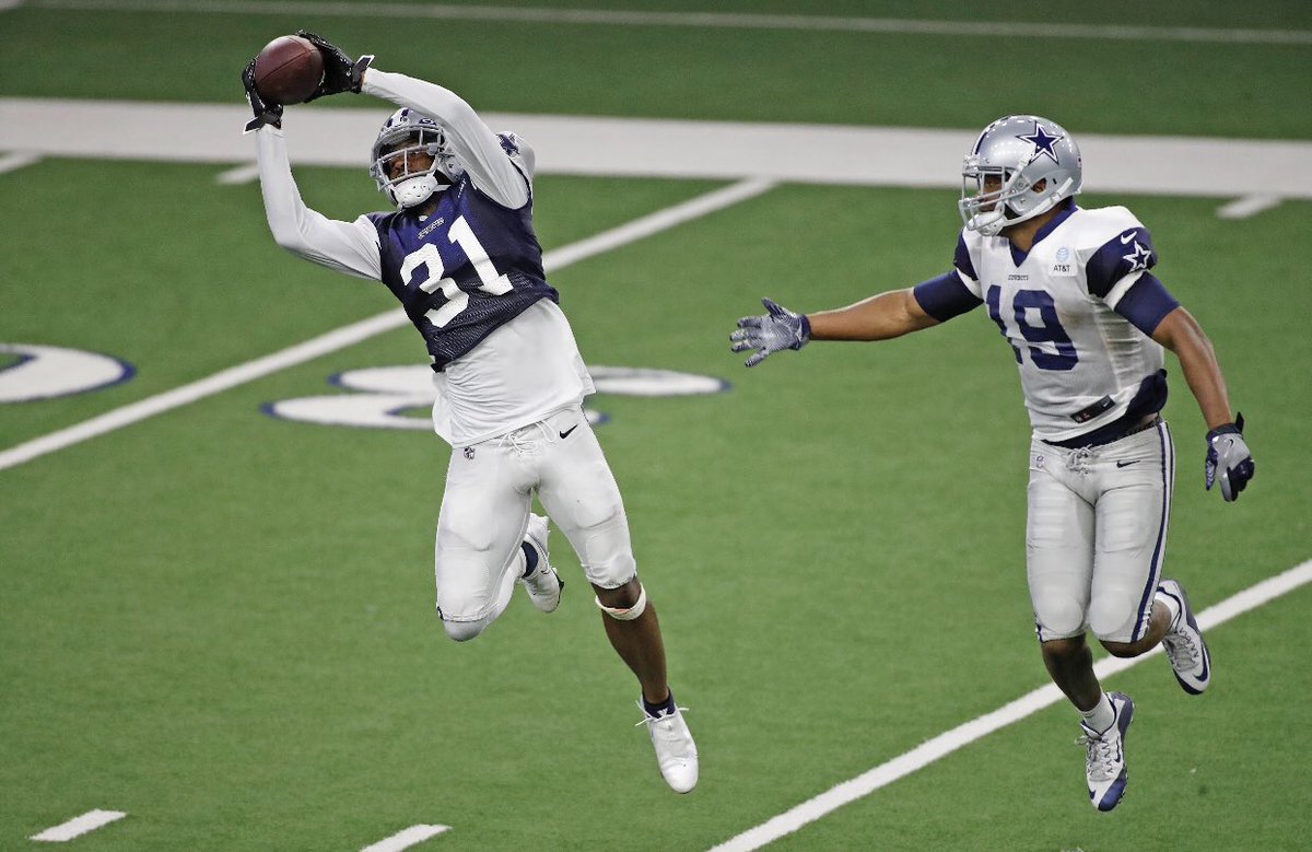 Cowboys rookie CB Trevon Diggs with an interception today in team drills(Ph...