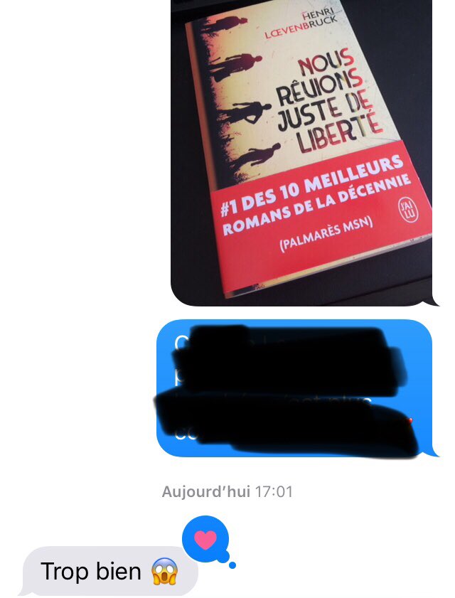 EricMartzloff's tweet photo. Quand tu annonces a une amie que tu vas lui offrir ton livre préféré @Loevenbruck https://t.co/4iU7tl729h