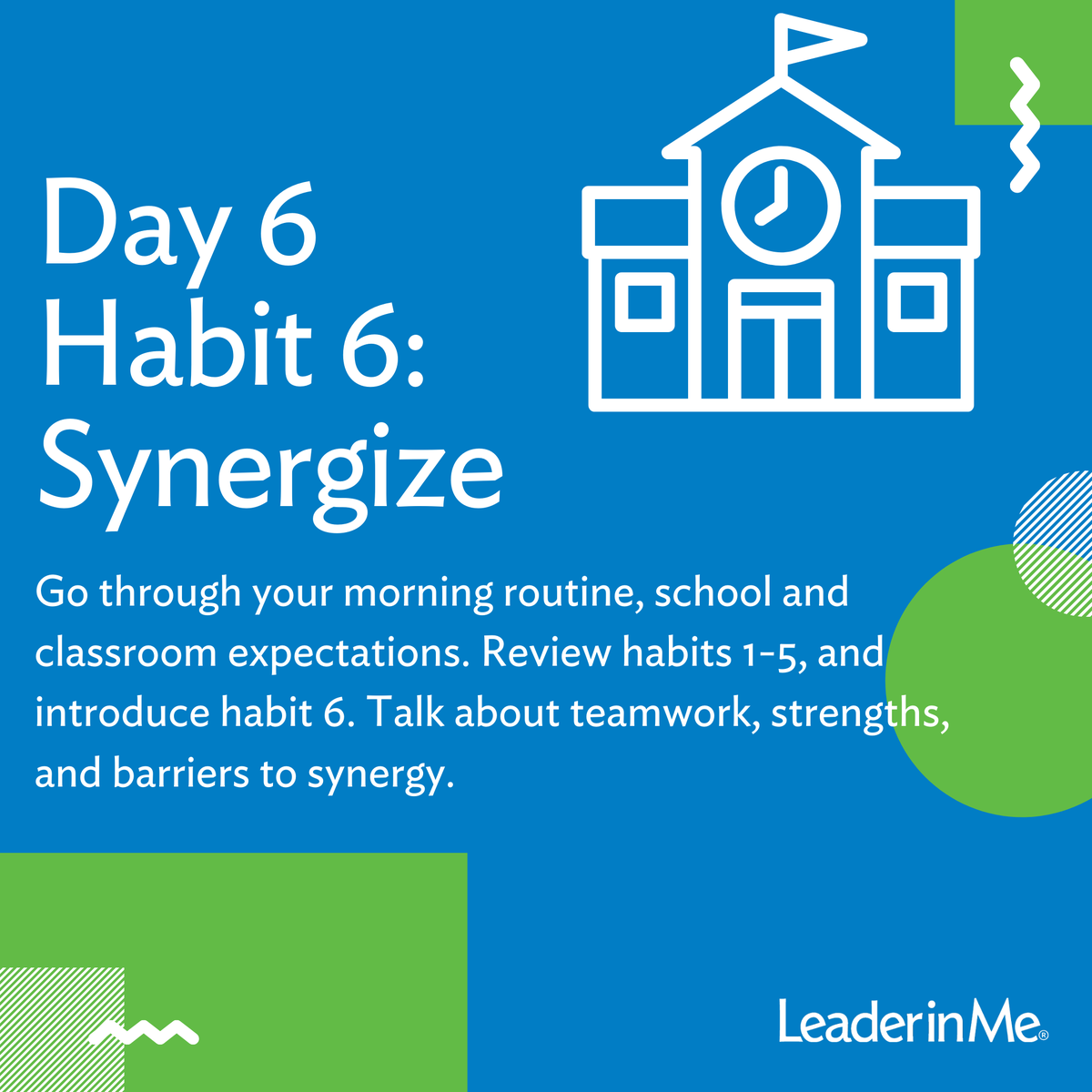 TheLeaderinMe's tweet photo. How are you going to Synergize with your students and coworkers? #lim #education #leaderinme #first8days https://t.co/yZjo0g3kyR