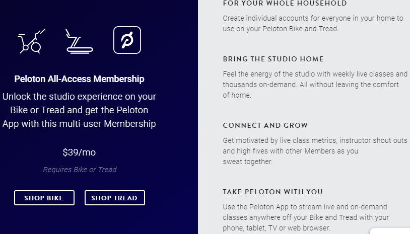 Peloton has also created an ongoing financial relationship with its customers through recurring subscriptions to its classes. Unlike other D2C players, it doesn't try to make money from selling a tangible product. The bikes are used to attract/anchor customers & cover its CAC.