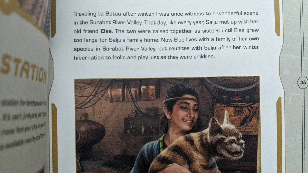 The new Galaxy's Edge children's book is called "Elee and Me", featuring a childhood friend of Salju's from the Surabat River Valley, who was introduced in the "Traveler's Guide to Batuu":