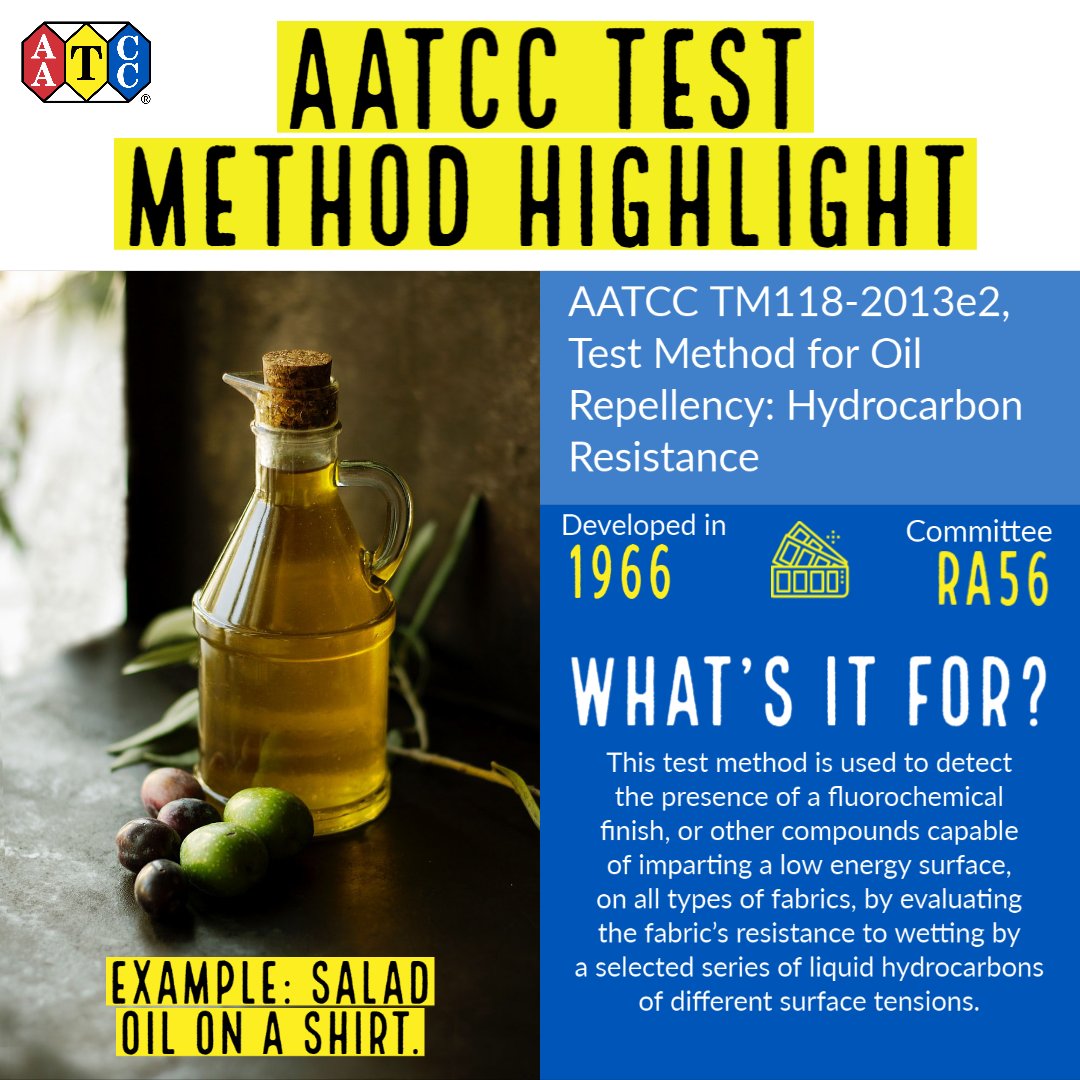 AATCC on Twitter "AATCC Test Method Highlight TM 118 Oil 