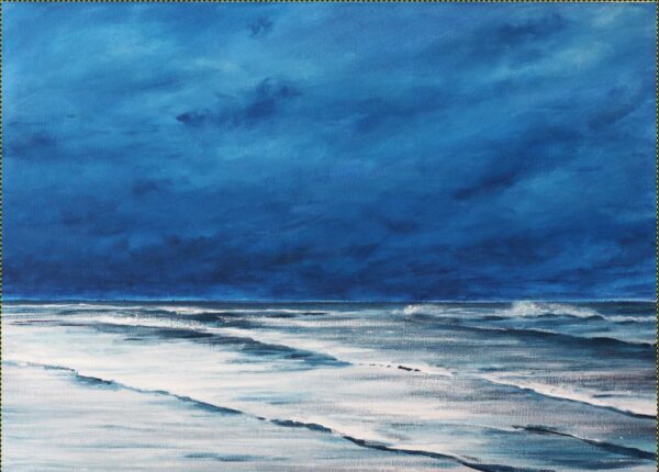 QuantDavid's tweet photo. Dernière toile : "Avis de coup de vent" Acrylique
https://t.co/uWeEfbwwfw
Rivage lors d’un coup de vent. Les trains de houle déferlent au large, les lignes d’écumes s’approchent de la plage #Art #painting #TableauMer #fineart  #Occitanie #Peinturemarine #galerie https://t.co/r0sdQKCrfj