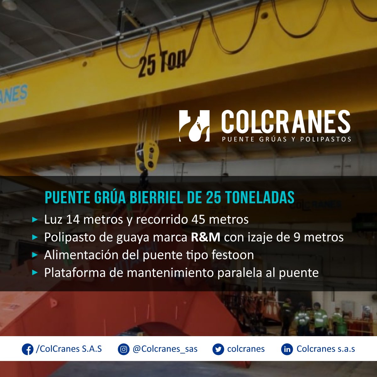 colcranes's tweet photo. Un proyecto de la familia Colcranes exitoso y con nuestro sello de garantía, responsabilidad y calidad!
¿Necesita más información? ¡Contáctenos! +57 3156293396
E-mail: a.comercial@colcranes.com | ventas@colcranes.com
#Colcranes #R&amp;M #MaterialsHandling #PuenteGrúa https://t.co/i7MyfUPiWH