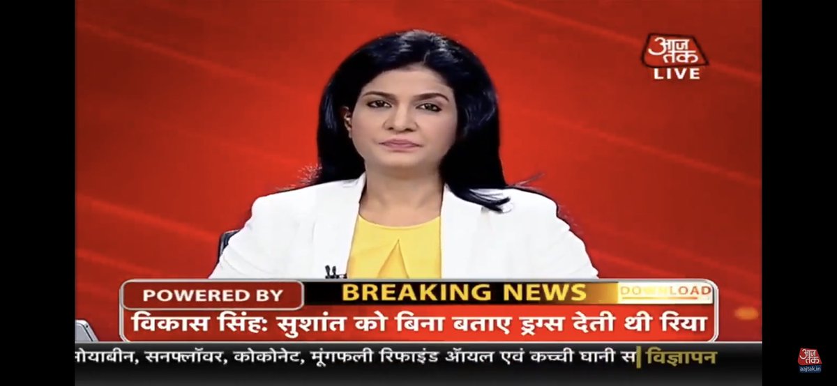 050abhirss's tweet image. #aajtak new anchor face never seen before, after Sushant father lawyer #VikasSingh  lashed out Aajtak Rhea Chakravati soft PR interview for image making. Lost credibility, trust &amp;amp; ethics by Aajtak just for money, TRP &amp;amp; become No.1
 #BoycottAajtakNow 
#BoycottAajtakMafia