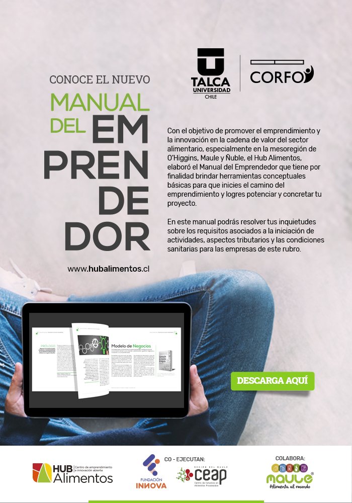 CETagro's tweet photo. Conoce el nuevo libro digital "El Manual del Emprendedor", donde encontrarás una detallada guía para formalizar y/o potenciar tu emprendimiento  del sector alimentario. Iniciativa realizada por  @HubAlimentos y @Corfo 👏

Puedes descargarlo aquí
➡️ https://t.co/mi017Fl0O6 https://t.co/KpqBp6k8Da