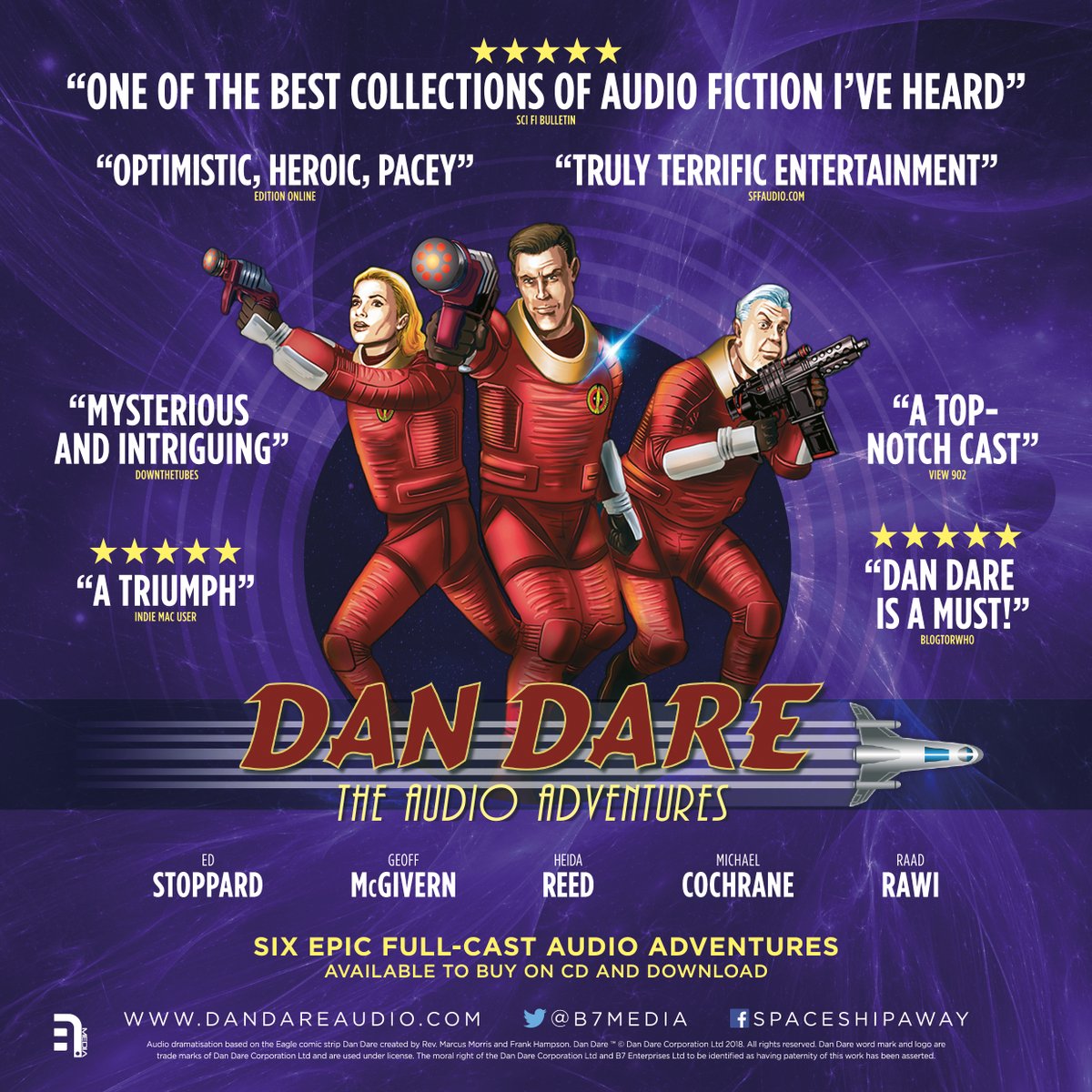 B7Media's tweet photo. You've still got until 30 August to take advantage of this cosmic DAN DARE offer from @bigfinish. Listeners can get up to 50% OFF the complete Dan Dare – The Audio Adventures box sets, either as collector’s edition CD, or as a digital download. https://t.co/v6fIb5ITeH https://t.co/KVr4Fo13Xk