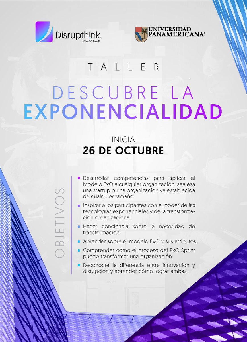 DisrupthinkIO's tweet image. 👇 Conoce más de los beneficios que te ofrece nuestro taller, cuyo objetivo es concientizar sobre los nuevos modelos de negocio que surgieron a partir de las situaciones actuales.


#Exponencialidad #Emprendedores #Taller 

lnkd.in/eBT53Eb