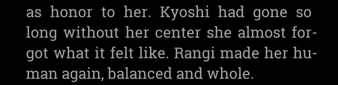 Kyoshi at the beginning of TSOK vs Kyoshi at the end of TSOK about Rangi made her feel human, balanced and whole.