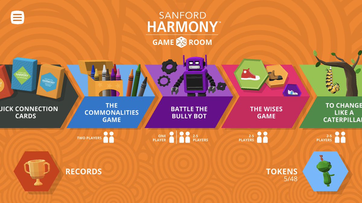 Have you downloaded the @SanfordHarmony Game Room app? Quick connection cards, #SEL games, relaxation stations (with more games coming soon!) Plus it’s free 🧡💖 <a href="/oreoswithflorio/">Lisa Florio</a> <a href="/sel_vcs/">Justin L</a>