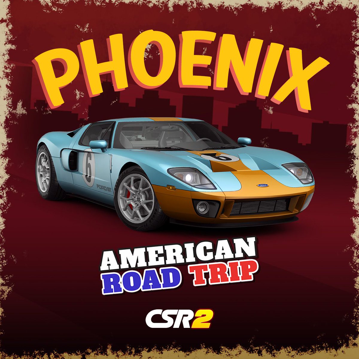 CSRRacing's tweet image. Take a ride down Route 66 and race for the chance to take home the Ford GT Heritage Edition #CSR2AmericanRoadTrip