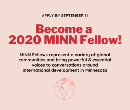 maryspence1987's tweet photo. @MinnesotaNGOs is recruiting for the 2020/2021 Fellowship program! It's a great opportunity for people in #MN interested in #internationaldevelopment. Due to COVID situation this year’s cohort will be a #virtual program until further notice. #MINNFellows https://t.co/Atu5JsGerA