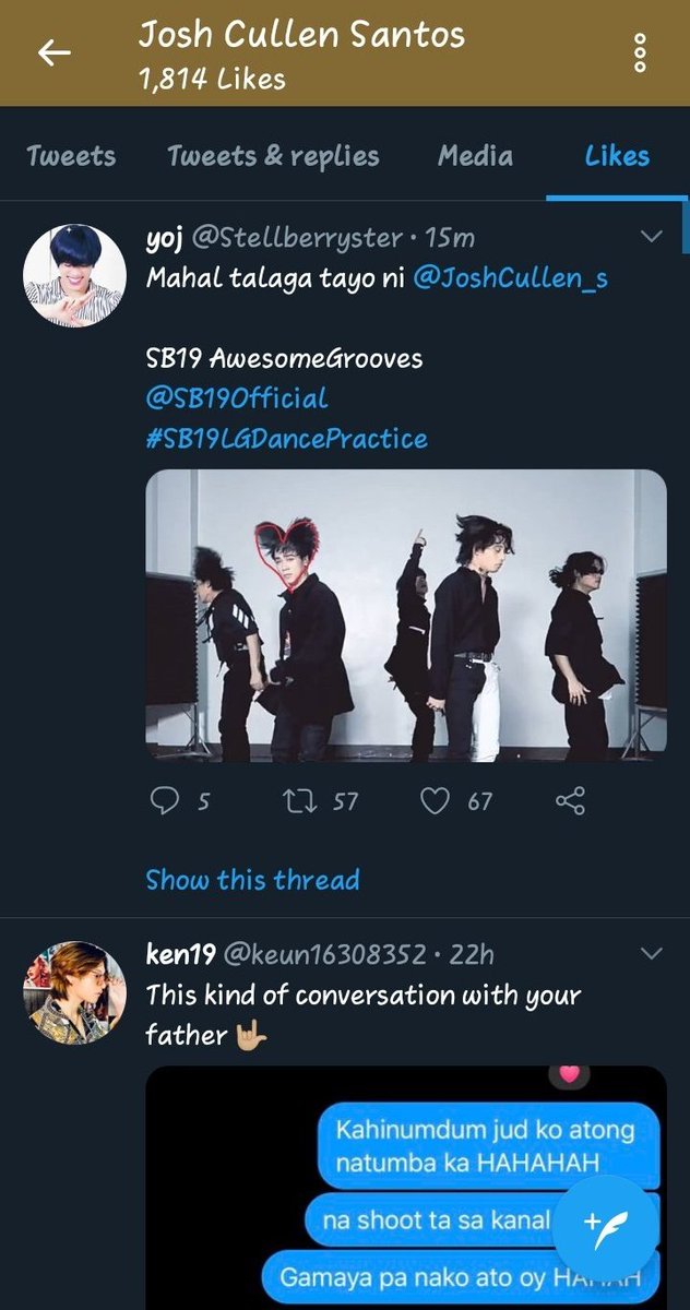 Josh Cullen aka "auto liker ng posts ni ken" SantosJOKEN TWOsexy SB19 VotingDayREQUEST  @SB19Official  @MTV   #FridayLivestream