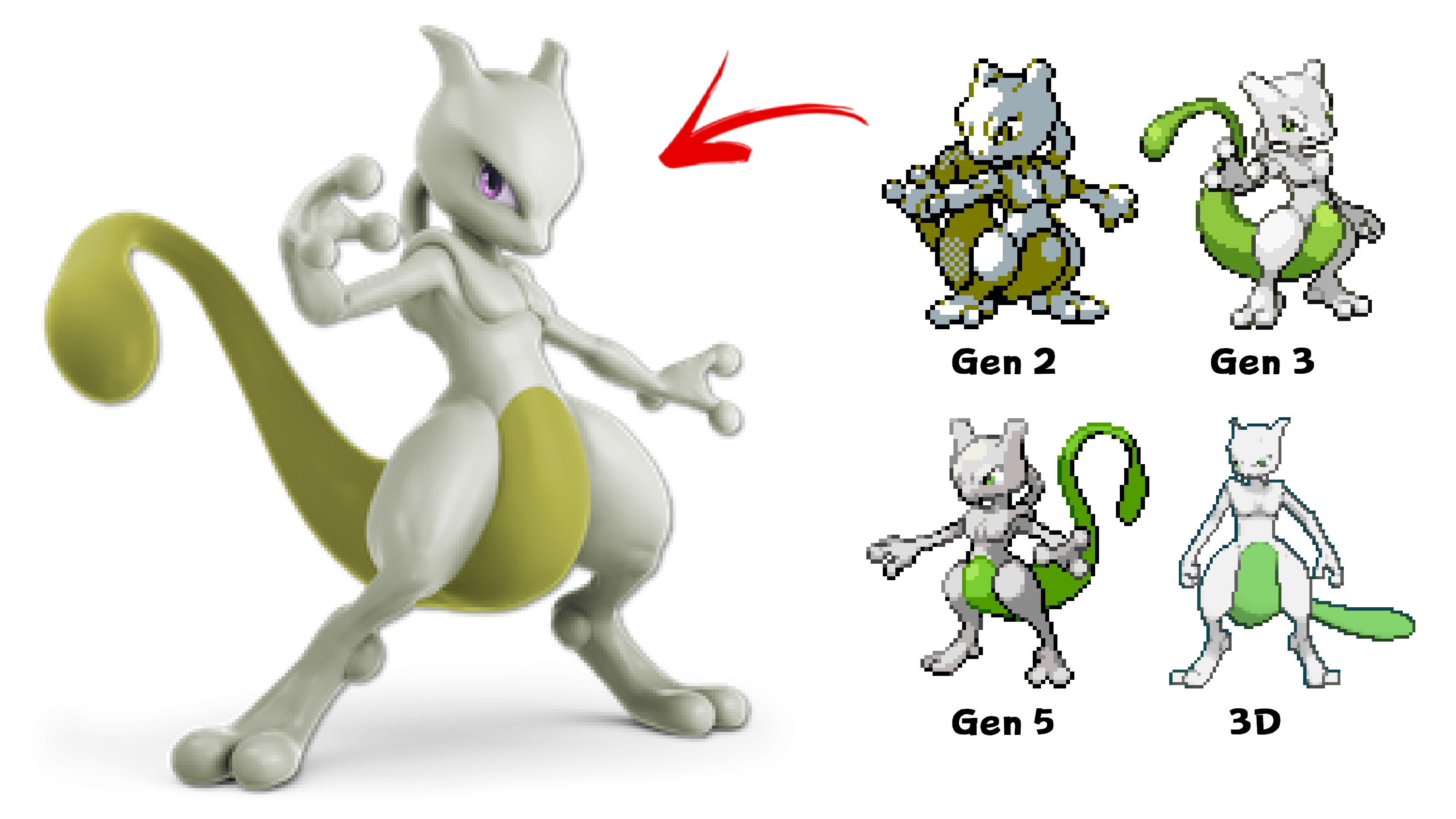 Dr. Lava on X: Banished to Smash: Shiny Mewtwo was originally yellow, but  later got changed to green. Yellow Mewtwo no longer exists in the Pokemon  series, but there's still one place