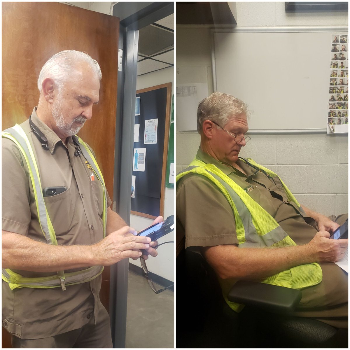 Verno Saunders and Mark Stilley clocking out one final time. A combined 89 yrs of service and 71 yrs safe driving. Good luck on the next chapter of your lives. Thank you for your dedicated safe service. #FloridaUPSers #COH