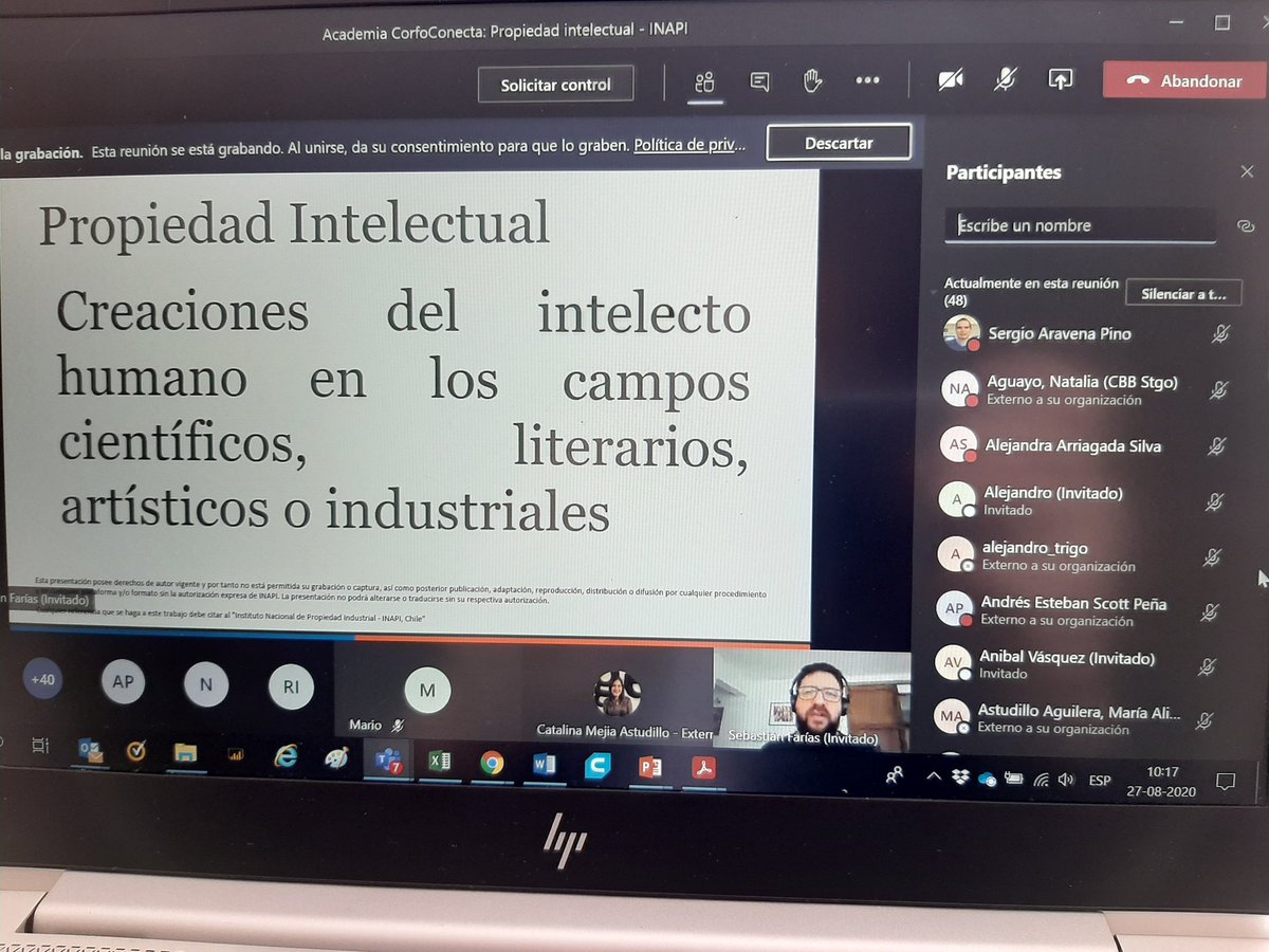 saravenap's tweet photo. Seguimos fortaleciendo las capacidades de nuestras #Pymes y Emprendedor@s en @Corfo! Hoy con el módulo "Cómo proteger tu Innovacion" #Academiainnova Gracias @inapichile https://t.co/fuTWFvm5gu
