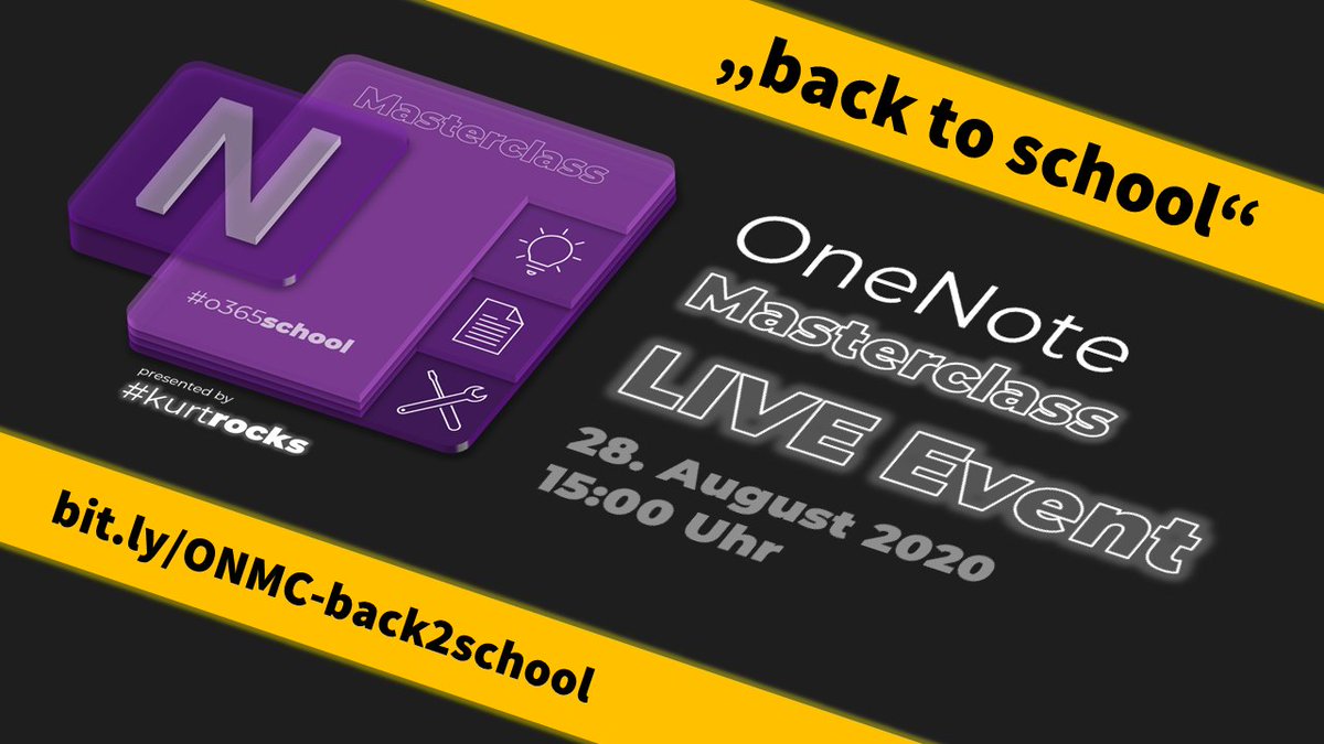 Für alle "kurzentschlossene", #OneNote-Interessierten:

Morgen, 15:00 Uhr gibt es ein #OneNoteMasterclass "back to school"-Spezial-Webinar...
Link zum Webinar-Einstieg: bit.ly/ONMC-back2scho…

Freu mich auf alle, die vorbeischauen...