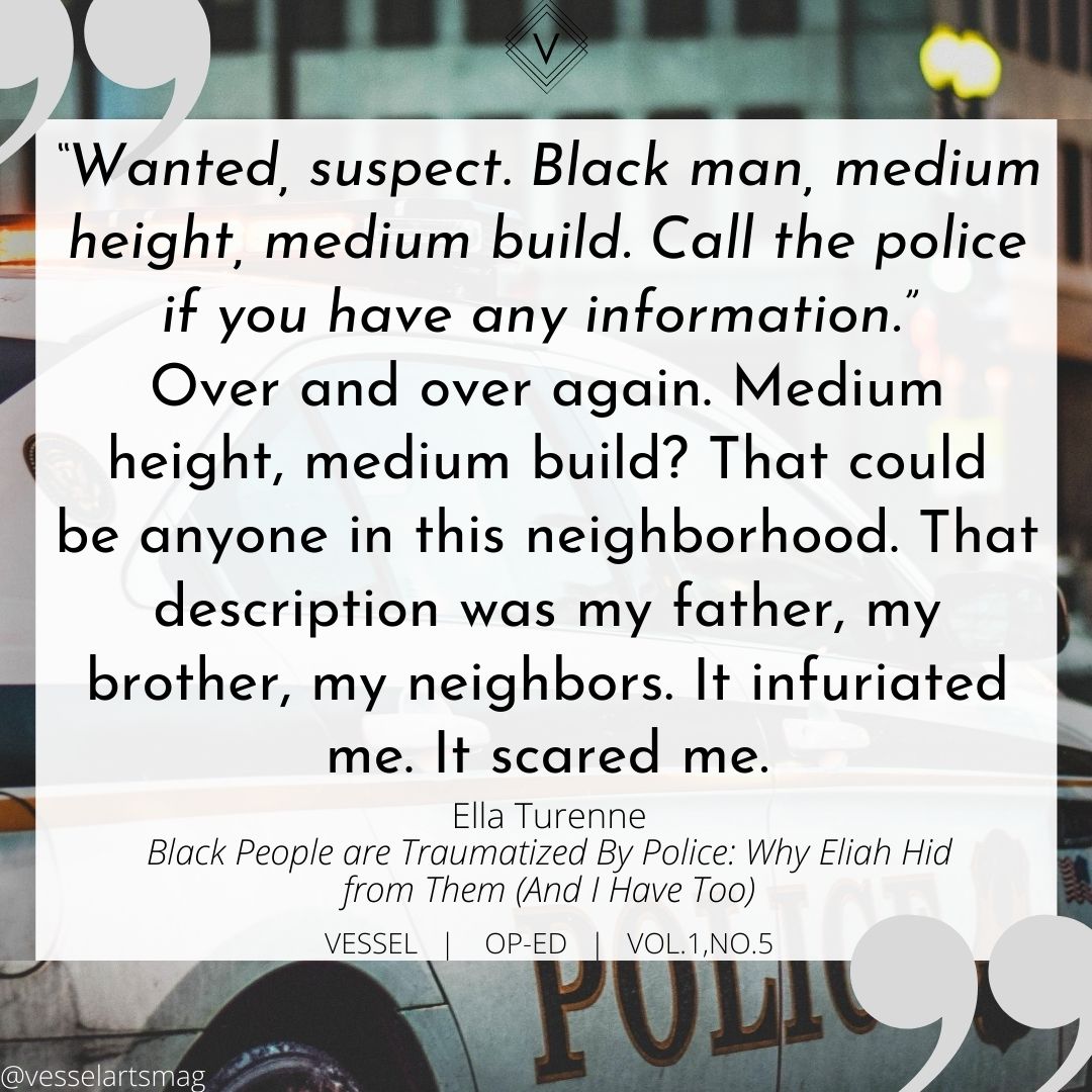 If you haven't yet, stop what you're doing & take a few minutes to read #EllaTurenne's important, evocative #OpEd 'Black People are Traumatized By Police: Why Eliah Hid from Them (And I Have Too)'-it is not to be missed.✊💕
#VesselArtsMag #BLM @blackwomyn
zcu.io/MfyN