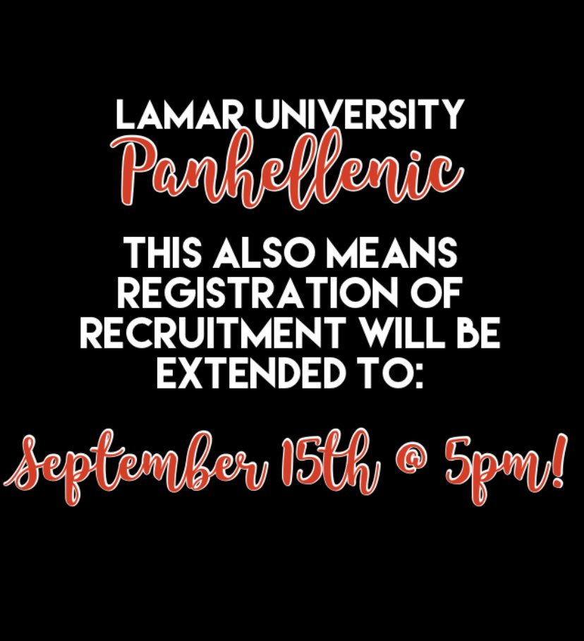 FORMAL RECRUITMENT UPDATE: we have changed the dates for formal recruitment, we want to ensure the safety of everyone impacted/not impacted by hurricane Laura! We would also like to make this the best virtually structured formal recruitment there is❣️
