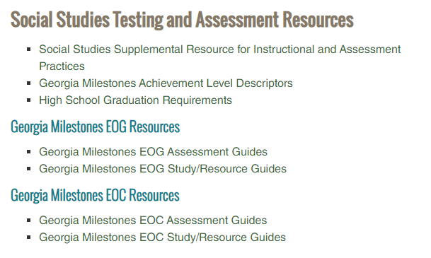 This just in...the Board of Education made the decision today to eliminate the Economics EOC.  Georgia Milestones for Social Studies will only be administered in 8th Grade-Georgia Studies, and High School U.S. History. Note: Georgia has submitted a waiver for Milestones 2020-21.