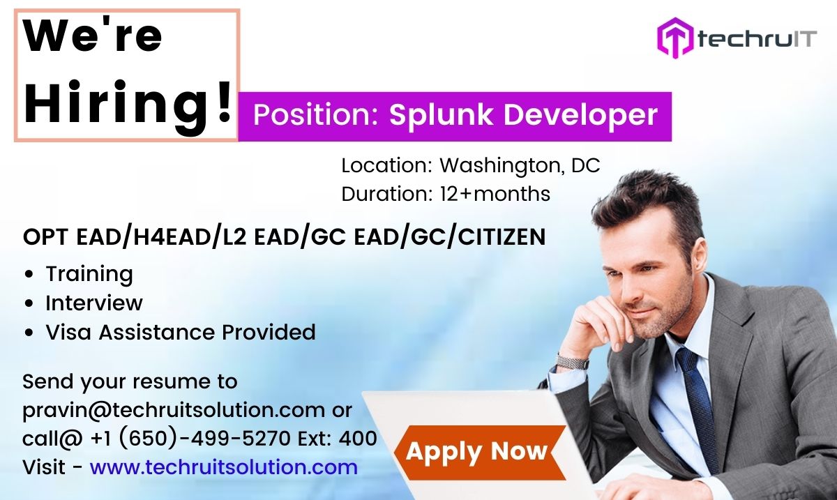 techruits's tweet image. We are hiring!! DM for more details or reach out to us @ pravin@techruitsolution.com
#splunkdeveloper #Splunk #training #ITJobs #careerpath #ITConsulting #software #intervi #techruitsolution