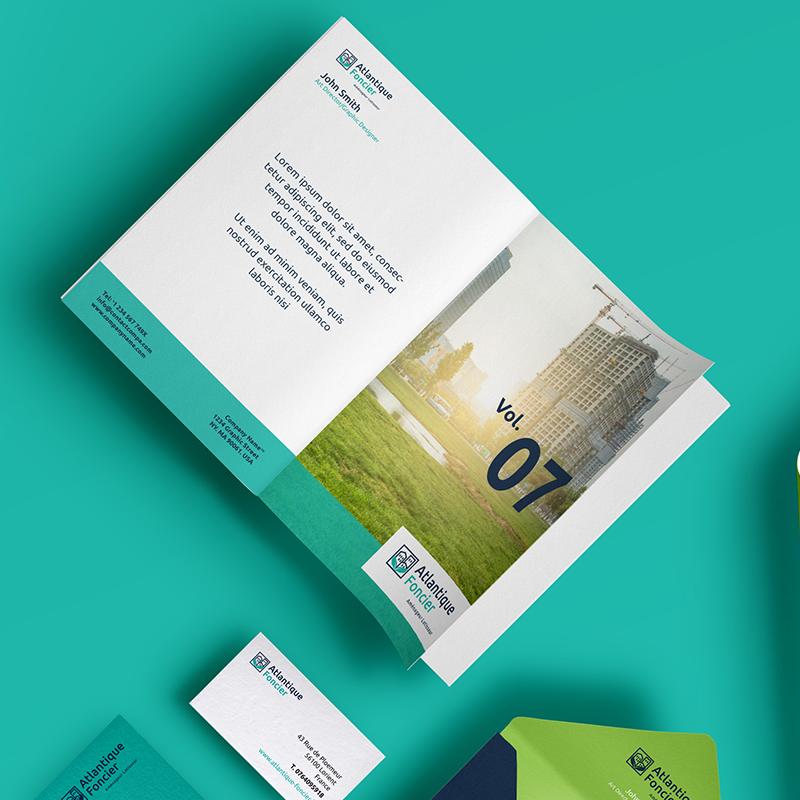 CrossACX's tweet photo. Creacion de imagen corporativa para Atlantique Foncier. Proyecto para una empresa localizada en Francia. #Croosac #Agenciacreativa #Branding #disenografico https://t.co/VzX7rnK31I