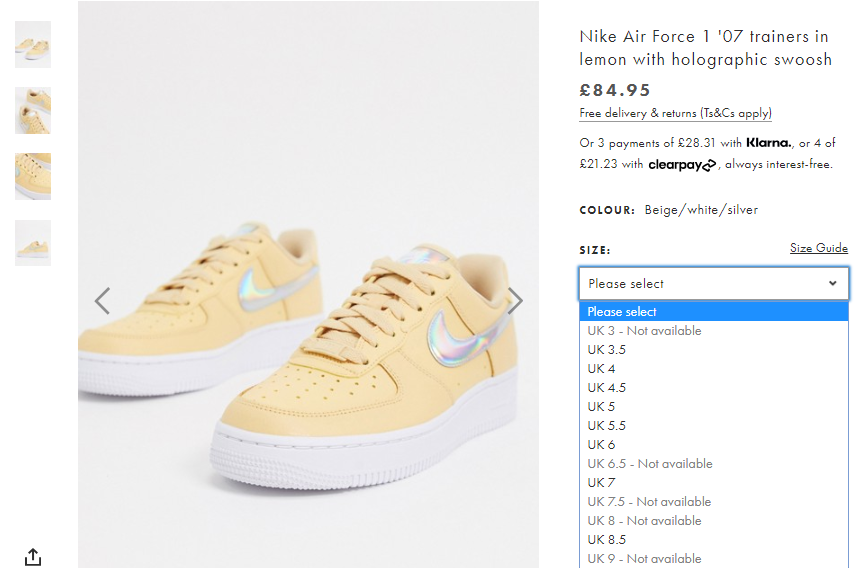 nike trainers clearpay