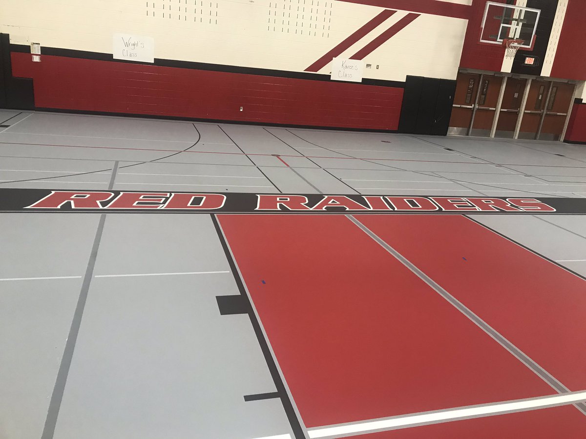 All that’s missing is kids!  Can’t wait to see the gym full (socially distanced) with our athletes soon. What a great new floor for our athletes. #raiderstrong