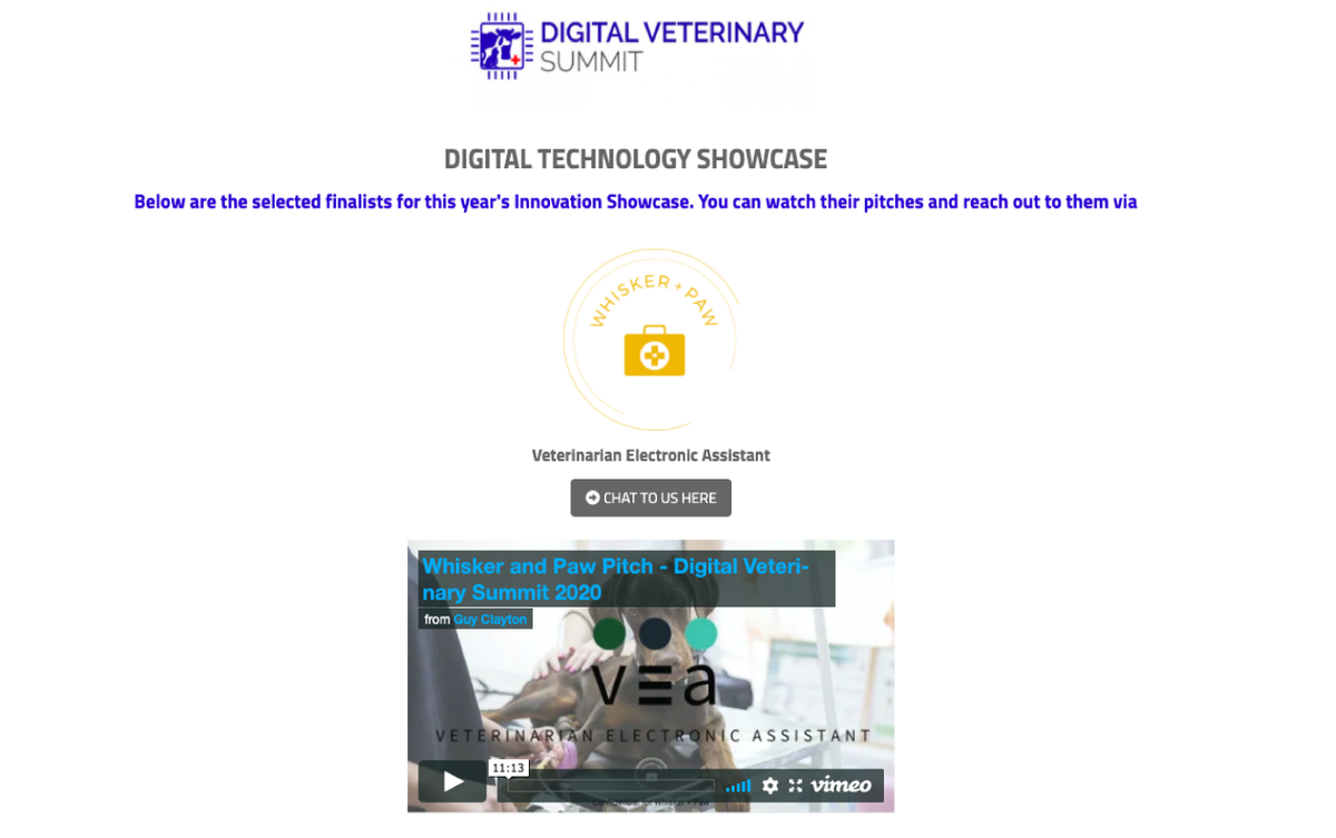 PawWhisker's tweet photo. We're very honored to showcase VEA, Veterinary Electronic Assistant at this year's Innovation Showcase at the Digital Veterinary Summit! 🐾 https://t.co/1awQIoCOhV

#DigitalVeterinarySummit @AHInnovation @KisacoRes #pettech  #vettech #veterinary #google #vetlife #vetgirl #vetmed https://t.co/6GvA9xL8Yi