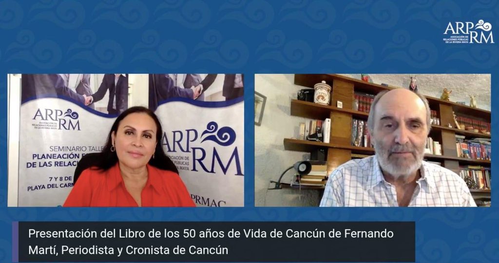 CozumelPR's tweet photo. @cronistacancun habló ampliamente de su Libro del 50 Aniversario de Cancún de desde la  sala virtual de @ARP_RIVIERAMAYA 
Periodista y Cronista de la Ciudad de #Cancún
Mira la entrevista completa en el siguiente link
https://t.co/lUZmtm83cb https://t.co/F45ll9YnSi