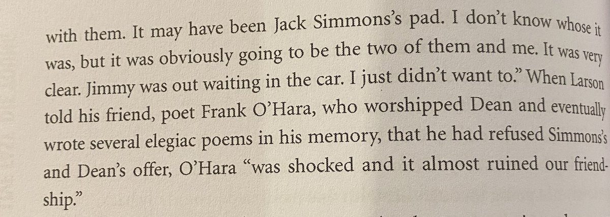 A very relatable story in which poet Frank O’Hara nearly ended a friendship over his friend having NOT had a gay threesome with James Dean: