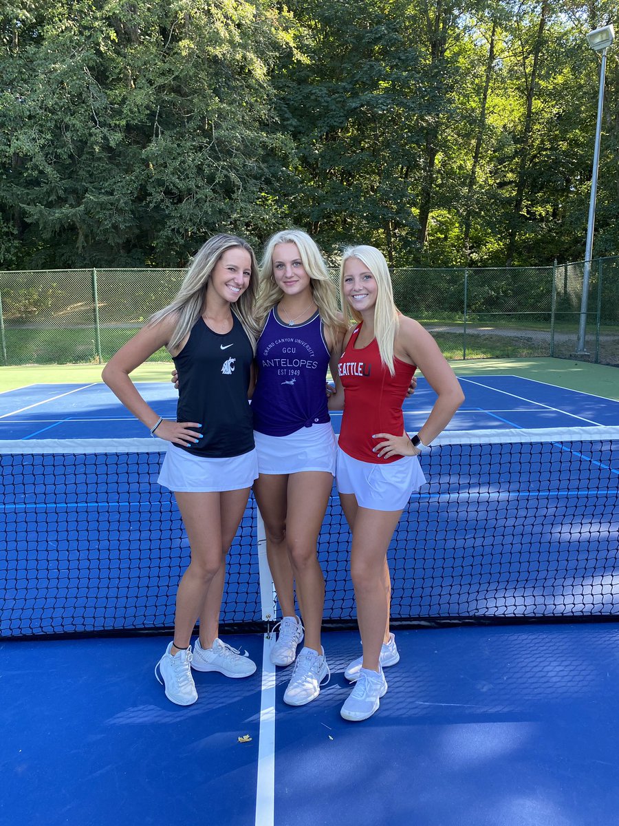 So cool to see these three still competing on the #tennis court, but more importantly to watch their friendship grow. It’s been so much fun watching <a href="/mads_egan/">Maddie Egan</a> , Taylor and <a href="/jadelancaster15/">Jade Lancaster</a> on the tennis courts over the years. <a href="/WSUCOUGARTENNIS/">WSU Cougar Tennis</a> @GCU_Tennis <a href="/seattleutennis/">Seattle U Tennis</a>