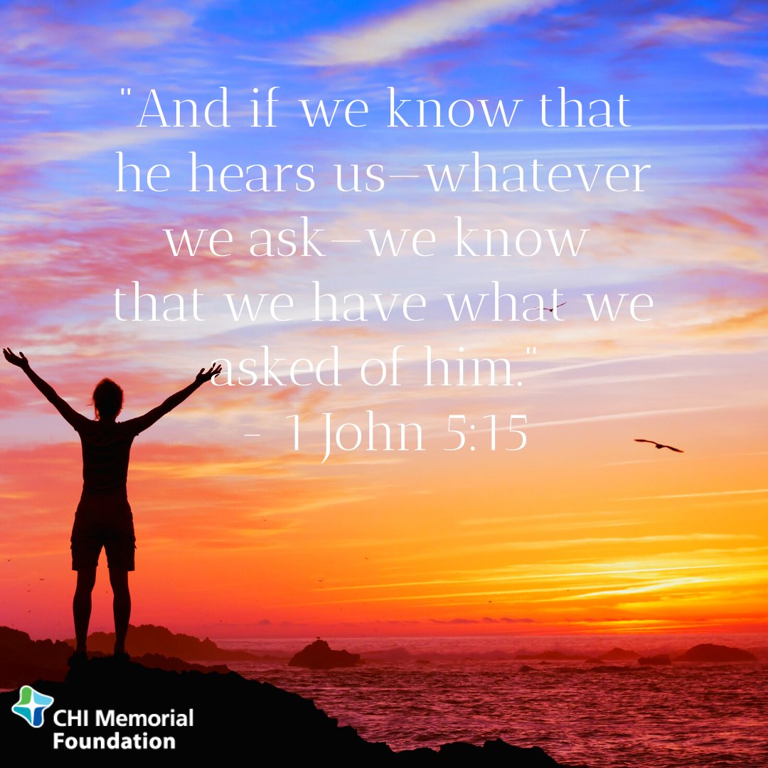 memorialgiving's tweet photo. #FridayFaithful "And if we know that he hears us—whatever we ask—we know that we have what we asked of him." - 1 John 5:15 https://t.co/0GAKwEtJ0l