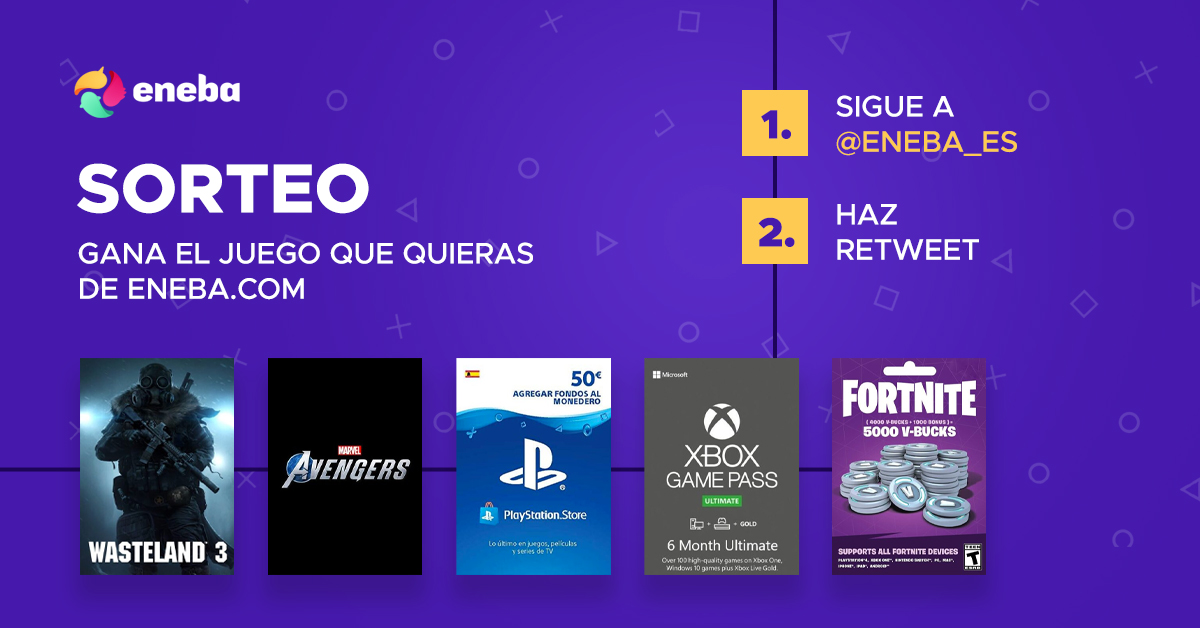 eneba_es's tweet image. ¡SORTEO! Para participar:

 1⃣ Sigue a @eneba_es
 
 2⃣ Haz Retweet a este tuit

 Válido para todo el mundo🌎
