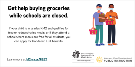2HarvestINW's tweet image. P-EBT is a new and temporary food benefit to help families get groceries for their children. If you or a family you know have a child between grades K-12, please visit ow.ly/xhY650Amase to see if you qualify/for more information or visit washingtonconnection.org to apply!