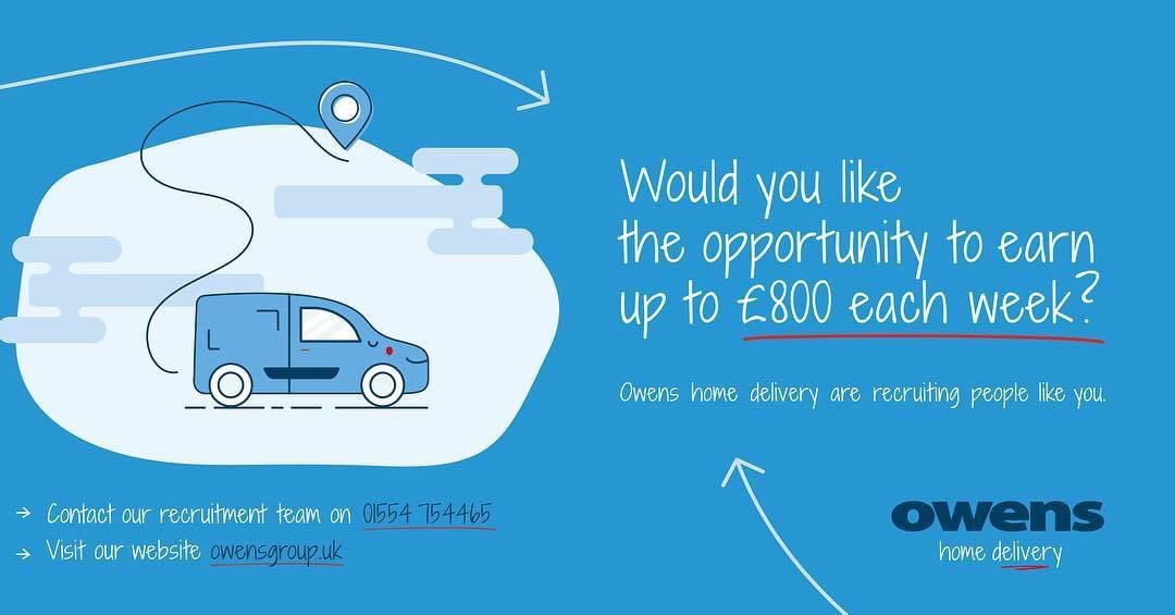 📦 VACANCIES @ MULTIPLE LOCATIONS ACROSS SOUTH WALES &amp; THE WEST COUNTRY 

📦 OWNER DRIVERS WELCOME 

📦 VAN CAN BE SUPPLIED 

📦 CONTACT darren.mayers@owensgroup.uk