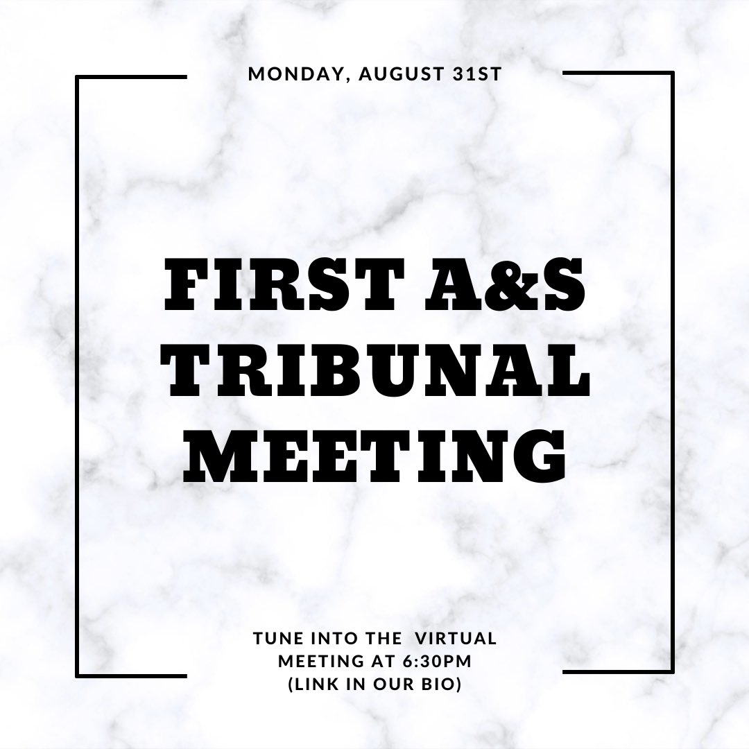 ASTribunal's tweet image. Don’t miss the first tribunal meeting this semester! The link will be in our insta bio at meeting time @ astribunal.