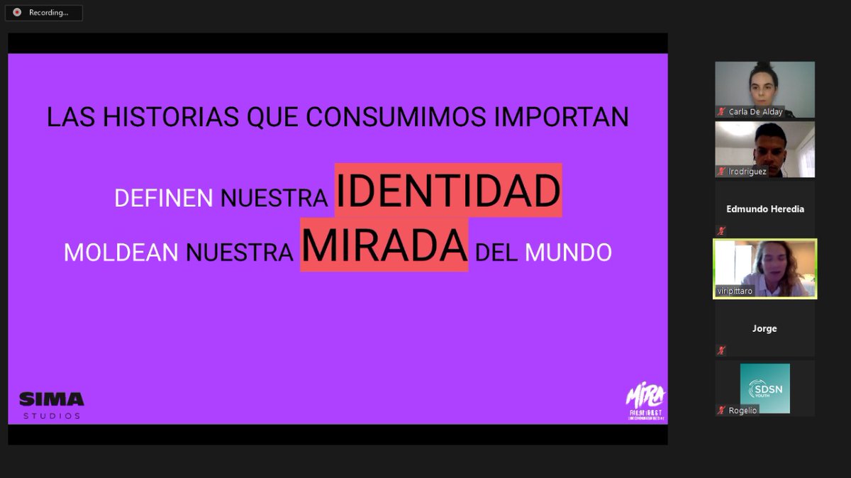 mirafilmfest's tweet photo. Estamos al aire escuchando a Virginia Pittaro, directora global de alianzas en @SIMAawards 
📝
¿Como las historias conectan con la realidad y su consumo inciden a nivel conductual? 
#intercambiodeideas
#mirafilmfest https://t.co/U0P9kdowAT
