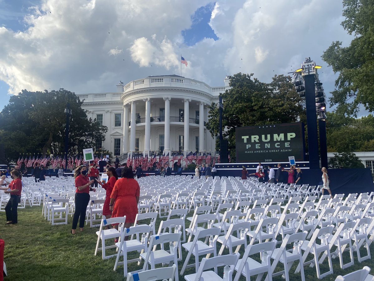 As setup, the lumbering, pumpkin-faced toolbox currently infecting the White House will be speaking tonight.In preparation, his spineless toadies have dutifully assembled a Hatch Act-violating amphitheater of corruption on the South Lawn.