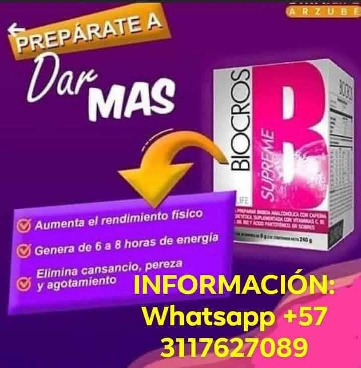 valderramaangel's tweet photo. BIOCROS SUPREME
Contiene Vitaminas del Complejo B, Glicina, minerales y estevia.
https://t.co/l5rNjMoOaj
No. De Patrocinador Omnilife 57797289VGA
INFORMACIÓN:
Whatsapp +57 3118627089
Distribuidor Mercantil independiente
#BiocrosSupreme #Omnilife #RendimientoFisico #Agotamiento https://t.co/bQeXoauBVM