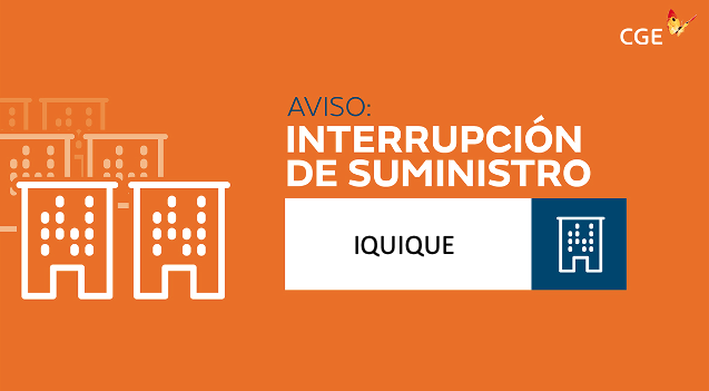 CGE_Clientes's tweet photo. #Iquique informamos a nuestros clientes interrupción del servicio en Juan Martinez, Jose Miguel Carrera, Tomas Bonilla, Diego Portales. Nuestro personal ya está informado @HombredeRadio @radiopaulina /RT https://t.co/ectBiOgSqU