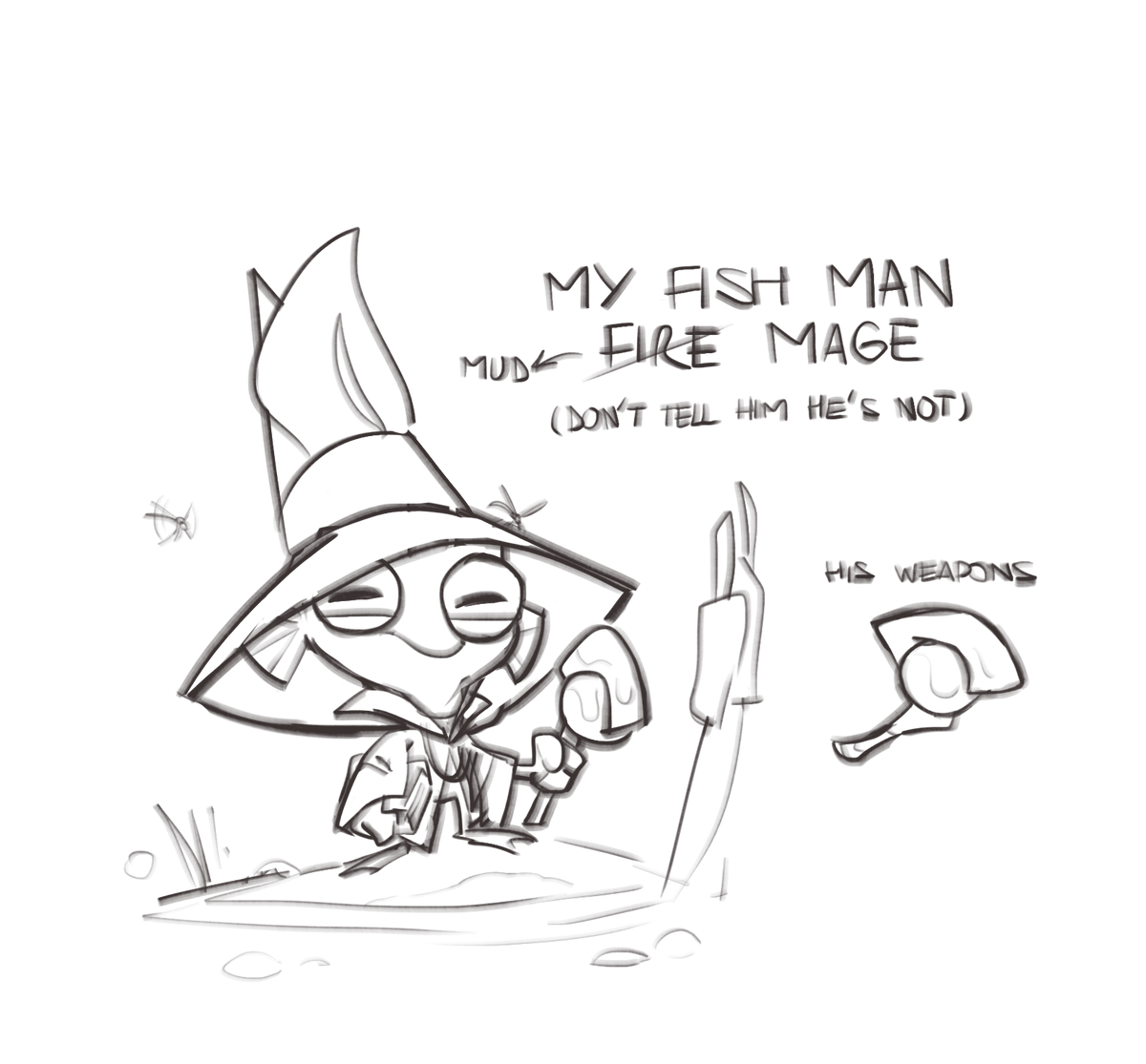 My Dungeons&Dragons tiny mud mage ! An older character I played for some roleplay parties ( I'll maybe draw some more of him if you like it ?! )
