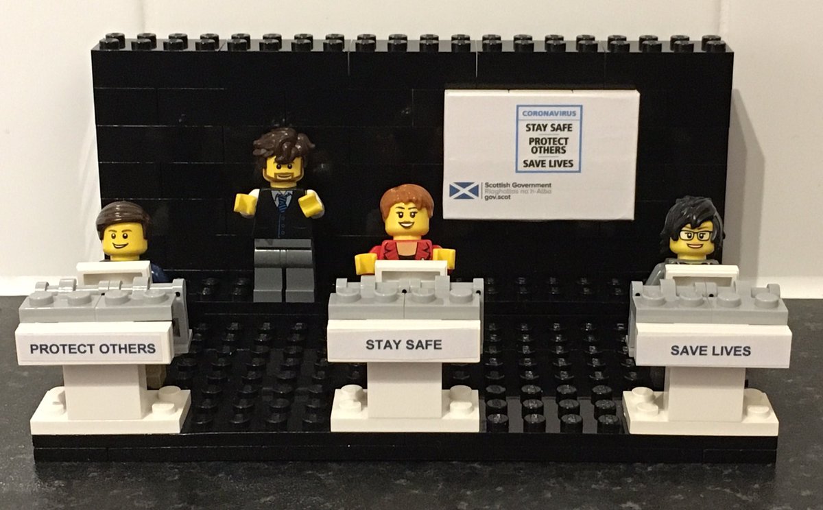 Scottish Government press briefing on coronavirus in Lego with @jasonleitch @NicolaSturgeon @JeaneF1MSP and Robert, BSL interpreter #staysafe #ClearYourHead
