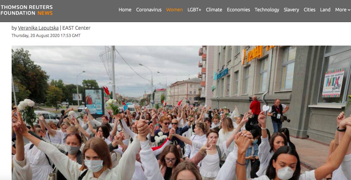 6) Please read this opinion by  @V_Laputska: "No one can take our power from us anymore - Belarus’ Women in White" https://news.trust.org/item/20200820175337-r2ul1?fbclid=IwAR0y_E6zsUcjoqBDgUDUaE_vsA-QSKSoNQKBcdPSUgaIArlymAZcSS3gopQ