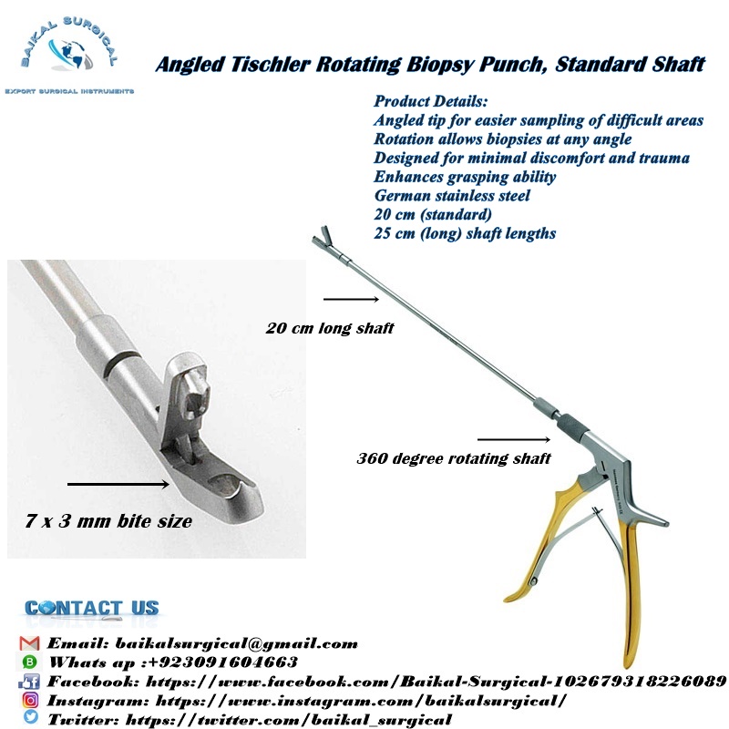 Product Name:
Angled Tischler Rotating Biopsy Punch, Standard Shaft
Hash Tags:
#biopsy #biopsypunch #biopsypunches
#biopsysurgery #germanstainlesssteel #surgicalinstrument #medicalsurgery #medicalinstuments #tischler
#tischlerbiopsy #tischlerbiopsyforceps #surgeryinstruments