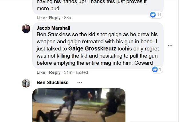 GRAPHIC: A friend of the man who rushed at the  #Kenosha teen with a pistol and was shot in the arm has posted an update about his status. Doctors were able to save Gaige Grosskreutz's right arm. The friend says Gaige regrets not being able to kill the teen.