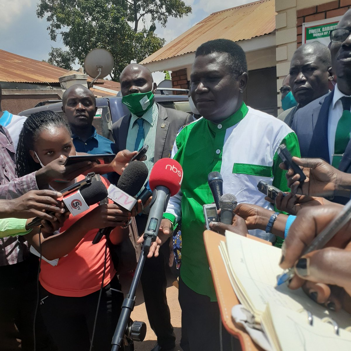 Hon Mao, the president General for Dp adresses media houses after a meeting with the EU delegations.
