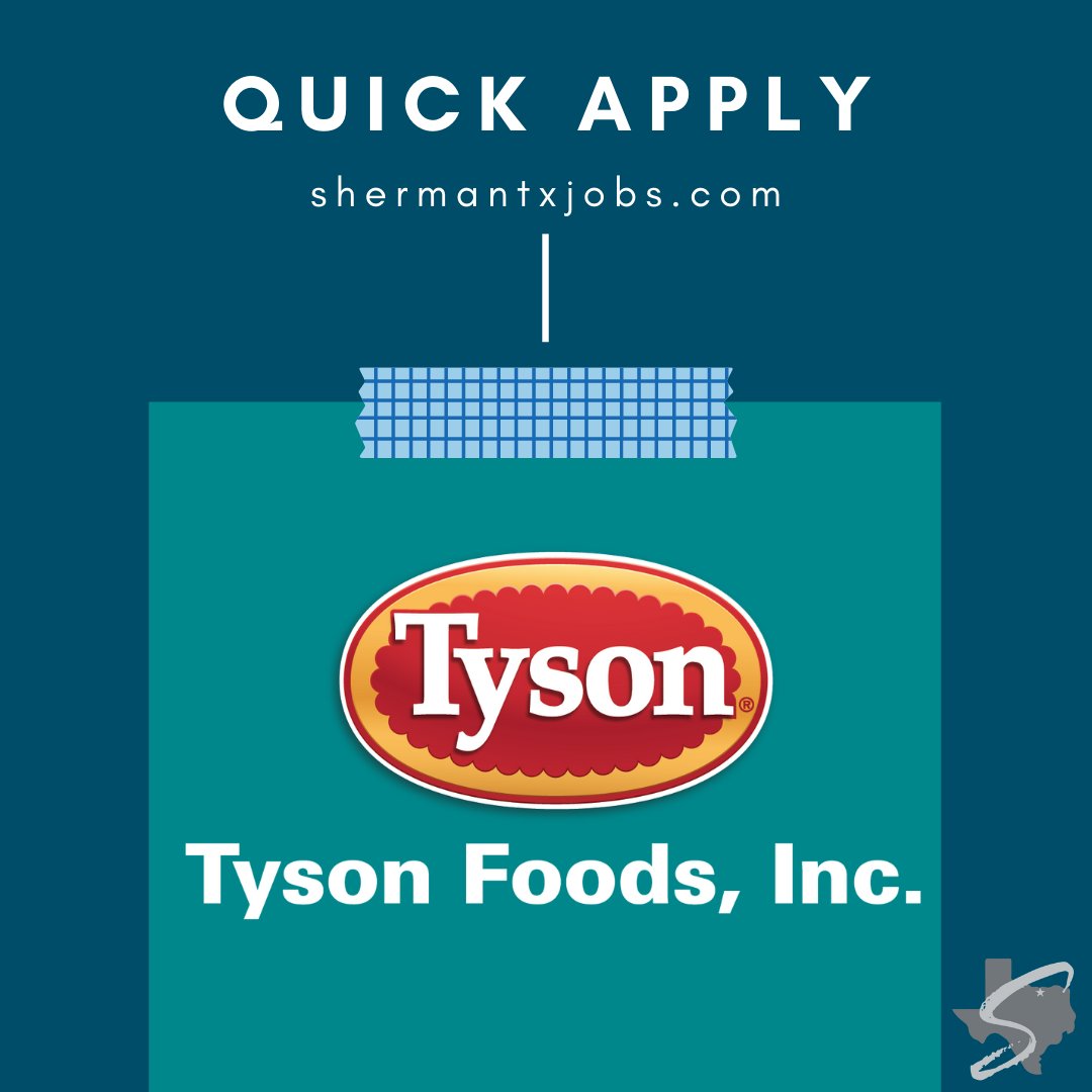 Want to be part of the team feeding the world with the fastest growing protein brands? @TysonFoods has a job for you in Sherman, Texas. Quick apply NOW at shermantxjobs.com. #TysonTogether #JobHighlight